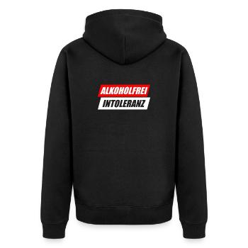 Alkoholfrei Intoleranz Biertrinker Bierliebhaber - Unisex Premium Bio Zip Hoodie - Schwarz - Hinten - Nico (187cm)