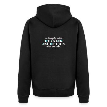 So good at 60 (dark) - Unisex Premium Organic Zip Hoodie - black - Back - Nico (187cm)