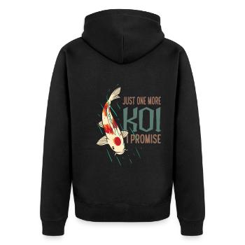 Just One More Koi I Promise Funny Japanese Koi - Unisex Premium Organic Zip Hoodie - black - Back - Nico (187cm)