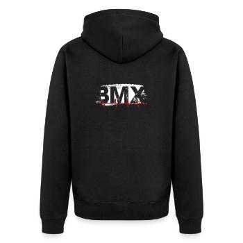 BMX Pulse Graffiti - Unisex Premium Bio Zip Hoodie - Schwarz - Hinten - Nico (187cm)