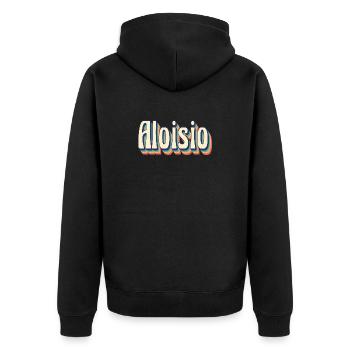 Vintage Retro Aloisio T-Shirt Geschenk T-Shirt - Unisex Premium Bio Zip Hoodie - Schwarz - Hinten - Nico (187cm)