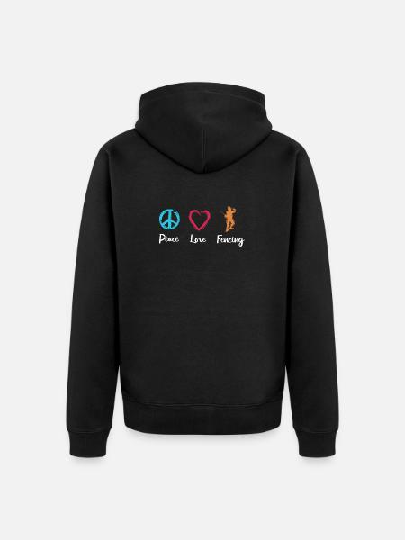 Peace Love Fencing - Unisex Premium Organic Zip Hoodie - black