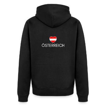 Cœur avec drapeau autrichien, fierté autrichienne - Veste à capuche bio Premium Unisexe - noir - Dos - Nico (187cm)