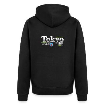 Tokyo Vintage Sport Denim - Unisex Premium Bio Zip Hoodie - Schwarz - Hinten - Nico (187cm)