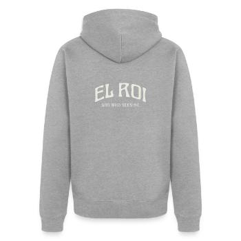 EL ROI God who sees me. - Unisex Premium Organic Zip Hoodie - heather grey - Back - Nico (187cm)