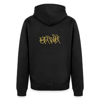 Kreatives Stuttgart Andenken - Unisex Premium Bio Zip Hoodie - Schwarz - Hinten - Nico (187cm)