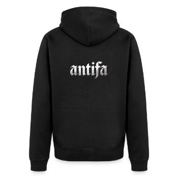 Antifa - Produits dérivés antifascistes - Veste à capuche bio Premium Unisexe - noir - Dos - Nico (187cm)