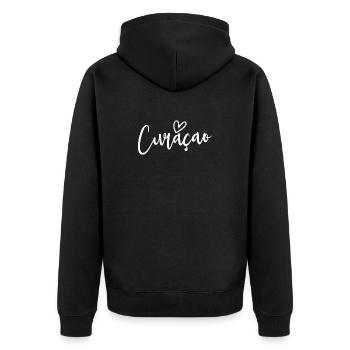 Curacao Heart Women's Love Curacao - Unisex Premium Organic Zip Hoodie - black - Back - Nico (187cm)