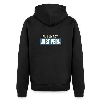 Perimenopause Humor Perimenopause - Unisex Premium Bio Zip Hoodie - Schwarz - Hinten - Nico (187cm)