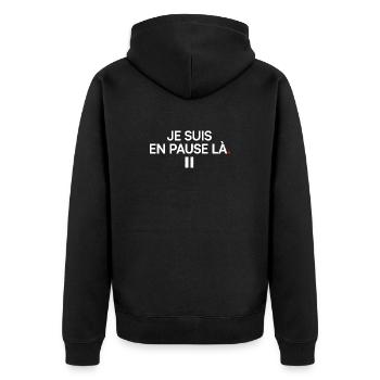 I'M ON A BREAK HERE | Humor - Unisex Premium Organic Zip Hoodie - black - Back - Nico (187cm)