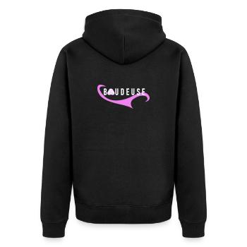 Logo Boudeuse  - Veste à capuche bio Premium Unisexe - noir - Dos - Nico (187cm)