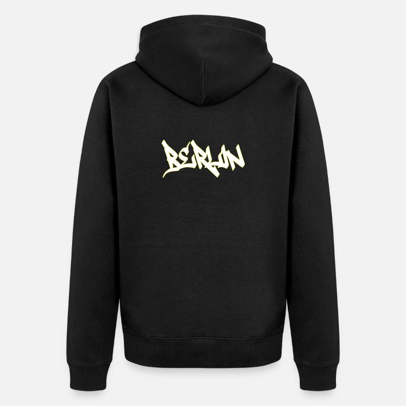 Lettrage marron graffiti de Berlin - Veste à capuche bio Premium Unisexe - noir