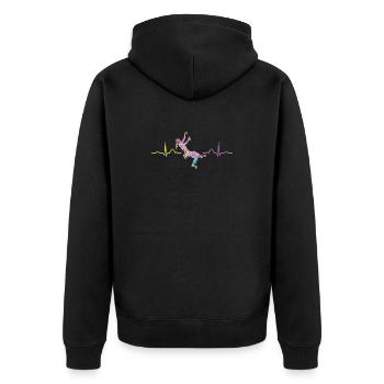 Boulderer heartbeat Bouldering Bouldering - Unisex Premium Organic Zip Hoodie - black - Back - Nico (187cm)