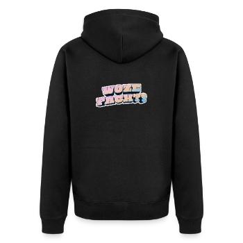 Wow Face Pastell Graffiti Stil - Unisex Premium Bio Zip Hoodie - Schwarz - Hinten - Nico (187cm)