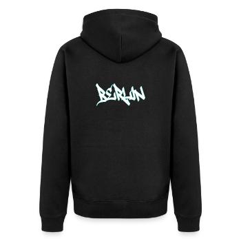 Berlin  - Unisex Premium Bio Zip Hoodie - Schwarz - Hinten - Nico (187cm)