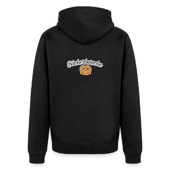 Bäckerbursche - Unisex Premium Bio Zip Hoodie - Schwarz - Hinten - Nico (187cm)