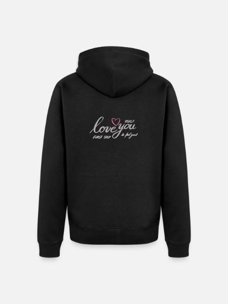 Love Yourself Heart Motif - Unisex Premium Organic Zip Hoodie - black