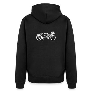 Tandem-Fahrrad-Silhouette - Unisex Premium Bio Zip Hoodie - Schwarz - Hinten - Nico (187cm)