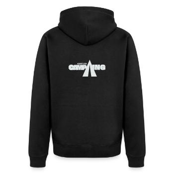 Adventure Camping - Unisex Premium Organic Zip Hoodie - black - Back - Nico (187cm)