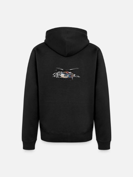 Helicopter in the mountains - Unisex Premium Organic Zip Hoodie - black