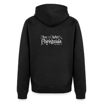 Ich liebe Weihnachtslichter, Englisch - Unisex Premium Bio Zip Hoodie - Schwarz - Hinten - Nico (187cm)