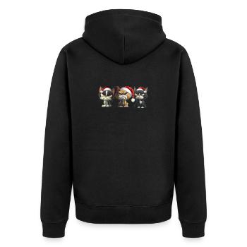 Grimmige Weihnachtskatzen Trio Bescherung - Unisex Premium Bio Zip Hoodie - Schwarz - Hinten - Nico (187cm)