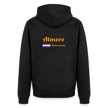 Almere Netherlands- Stylish prints - Unisex Premium Organic Zip Hoodie - black - Back - Nico (187cm)