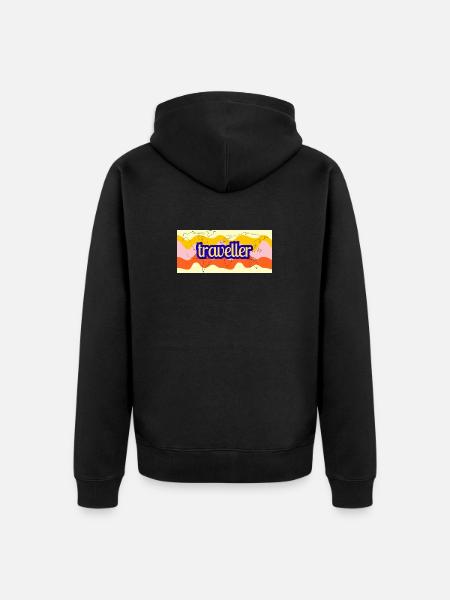 Traveller World Map Ribbon - Unisex Premium Organic Zip Hoodie - black