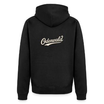 Odenwald Schriftzug Retro - Unisex Premium Bio Zip Hoodie - Schwarz - Hinten - Nico (187cm)