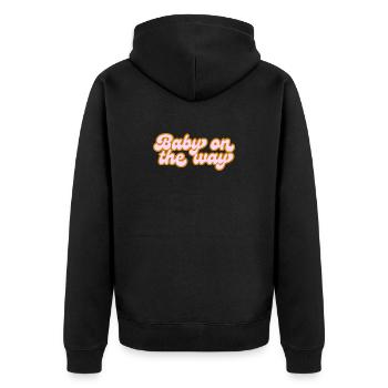 Baby on the Way Pregnancy - Unisex Premium Organic Zip Hoodie - black - Back - Nico (187cm)