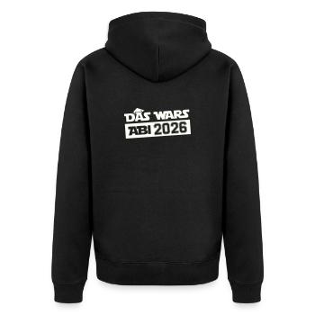 DAS WARS Abi 2026 - Unisex Premium Bio Zip Hoodie - Schwarz - Hinten - Nico (187cm)