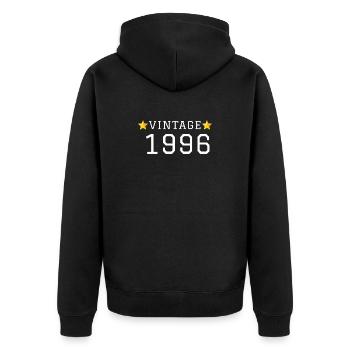 VINTAGE_1996_texte_blanc_etoiles_jaunes_sans_ - Unisex Premium Organic Zip Hoodie - black - Back - Nico (187cm)