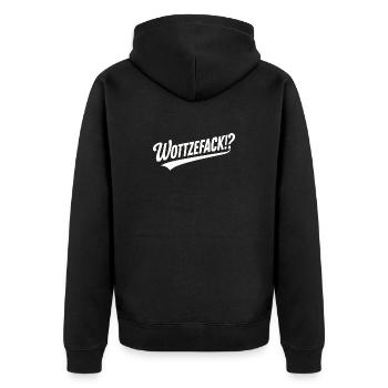 Wottzefack Humor Spruch Lustig Witzig Geschenkidee - Unisex Premium Bio Zip Hoodie - Schwarz - Hinten - Nico (187cm)
