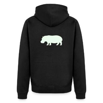 Hippo silhouette in pastel green - Unisex Premium Organic Zip Hoodie - black - Back - Nico (187cm)