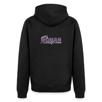 Every Woman is a Wonderful Woman - Unisex Premium Bio Zip Hoodie - Schwarz - Hinten - Nico (187cm)