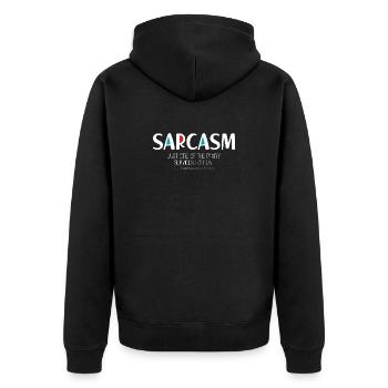 Sarcasme (sombre) - Veste à capuche bio Premium Unisexe - noir - Dos - Nico (187cm)