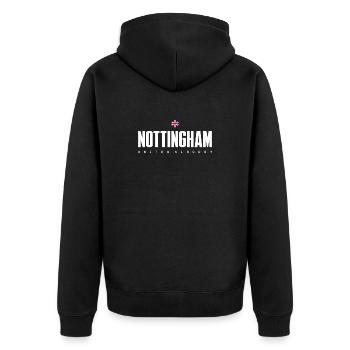 Nottingham City Emblem - Unisex Premium Organic Zip Hoodie - black - Back - Nico (187cm)
