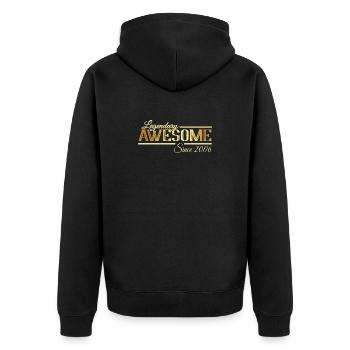 Legendary and Awesome since 2006 - Unisex Premium Organic Zip Hoodie - black - Back - Nico (187cm)