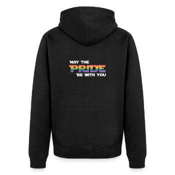 LGBT Pride Month - Möge die Pride mit dir sein - Unisex Premium Bio Zip Hoodie - Schwarz - Hinten - Nico (187cm)