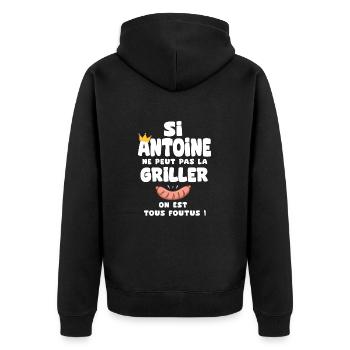 Antoine roi barbecue cadeau antoine fêtes - Veste à capuche bio Premium Unisexe - noir - Dos - Nico (187cm)
