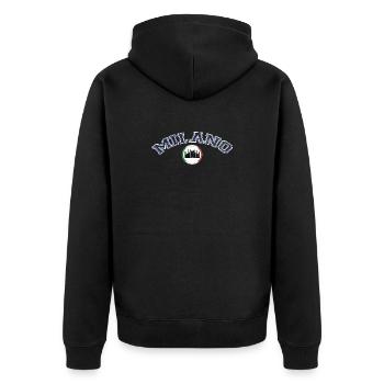 Mailand, Milano, Milan - Unisex Premium Bio Zip Hoodie - Schwarz - Hinten - Nico (187cm)