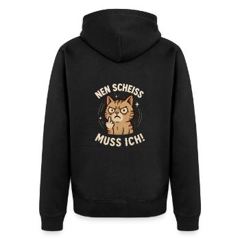 Drôle de chat avec un dicton effronté 'a shit - Veste à capuche bio Premium Unisexe - noir - Dos - Nico (187cm)