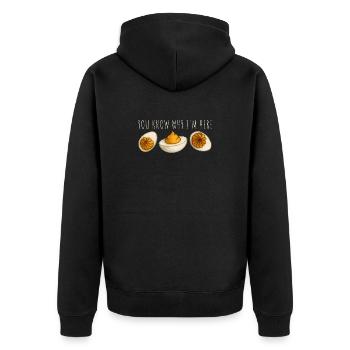 Tu sais pourquoi je suis ici Oeufs - Veste à capuche bio Premium Unisexe - noir - Dos - Nico (187cm)