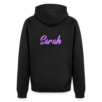 Sarah Name Font Print - Unisex Premium Organic Zip Hoodie - black - Back - Nico (187cm)
