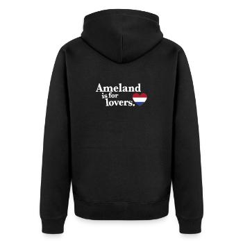 Ameland Lovers - NL II - Unisex Premium Bio Zip Hoodie - Schwarz - Hinten - Nico (187cm)