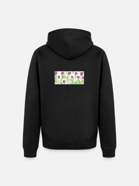 Das Leben ist eine Blumenwiese - Unisex Premium Bio Zip Hoodie - Schwarz