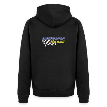 Busfahrer Bus Omnibus , Busfahrer was sonst (25) - Unisex Premium Bio Zip Hoodie - Schwarz - Hinten - Nico (187cm)