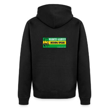 Garvey Brennender Speer Shirt - Unisex Premium Bio Zip Hoodie - Schwarz - Hinten - Nico (187cm)