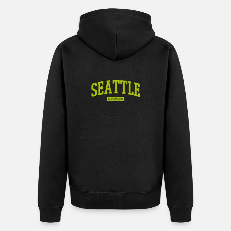 Lettrage Seattle Washington - Veste à capuche bio Premium Unisexe - noir