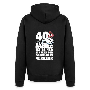 40 Jahre ist es her - der Schnellste im Verkehr - Unisex Premium Bio Zip Hoodie - Schwarz - Hinten - Nico (187cm)